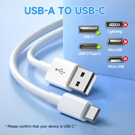 16.4ft/5M Long USB C Cable, Charging and Data Transfer, Durable USB A to USB C Power Charging Replacement Cord for Home Security Cameras, Phones, Switch Pro Controllers and More USB-C Devices-White