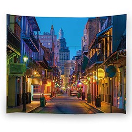 Misscc Wall Decor Tapestries,Pubs and Bars with Neon Lights in The French Quarter New Orleans USA,Bedroom Living Room Dorm Wall Hanging Tapestry