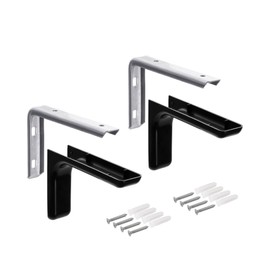 Gedotec Leon Shelf Brackets with Depth 18 cm Maximum Load 20 kg with Caps Black Includes Mounting Material Metal Shelf Bracket Wall Pack of 2