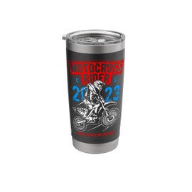 Motocross Dirt Bike Motorcycle Racing Distressed Design Stainless Steel Insulated Tumbler