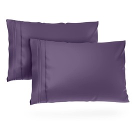 Cosy House Collection Everyday 1500 Series Pillowcases - Luxury Hotel Quality - Silky Soft & Smooth - Gentle & Skin Friendly - Set of 2 (King, Dark Purple)