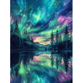 FLAJZ Diamond Painting, Aurora 5D Diamond Painting Pictures, Diamond Painting Set for Adults and Beginners, DIY Mosaic Making Craft Set for Home Wall Decoration, 30 x 40 cm