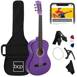 Best Choice Products Best Choice Products 38in Beginner All Wood Acoustic Guitar Starter Kit w/Gig Bag, 6 Picks, Nylon Strings, Strap w/Pick Holder - Purple