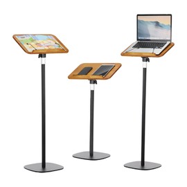 YOKIVE Book Stand for Reading, 19.7"-51.2" Height Adjustable Floor Book Stand with Page Clip 360° Rotating Arm for Cookbook Laptop Sheet Music, Black