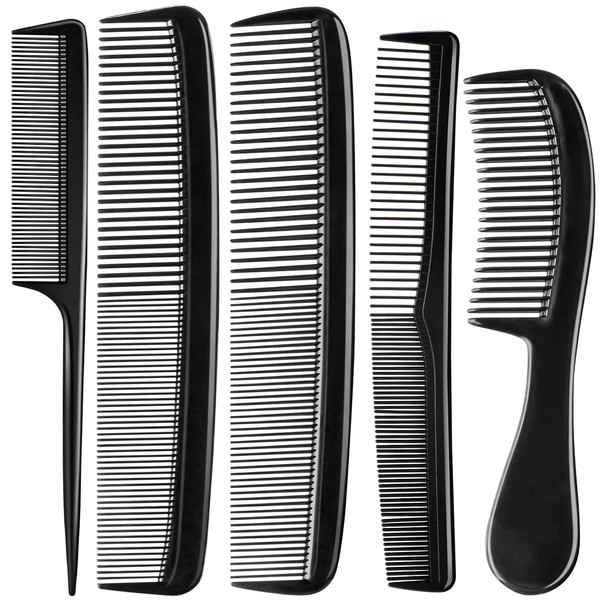 5 Piece Professional Black Comb Set, Premium Hair Comb, Fine