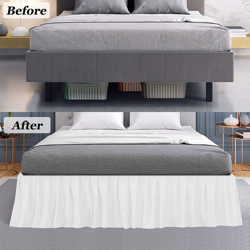 Ruffled Bed Skirt with Split Corners Three Side Coverage-King Size