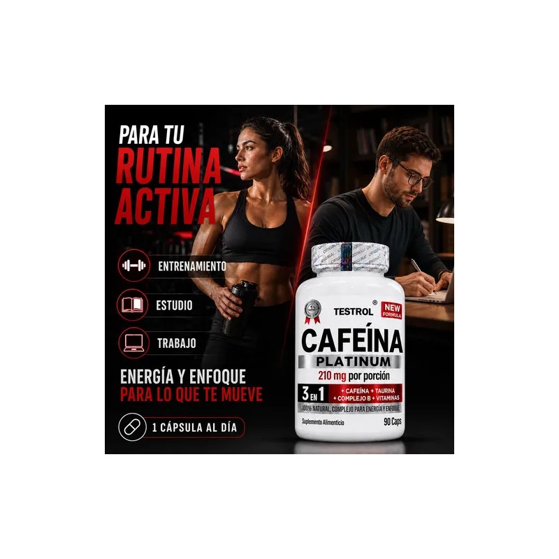 Cafeína 210 Testrol Platinum Cápsulas