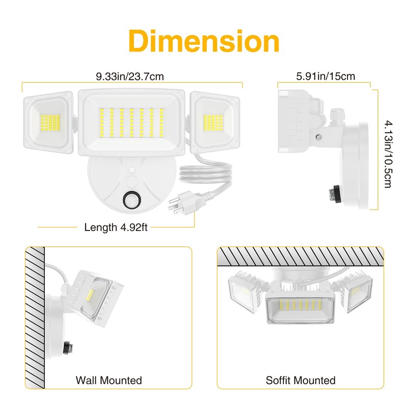 Onforu 60W Plug in Flood Light,6000 LM Dusk to Dawn