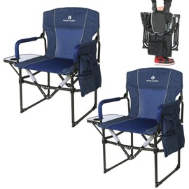 ROCK CLOUD 2 Pack Folding Camping Chair with Storage Pocket and Side Table Compact Portable Camp Chairs Outdoor for Camp Lawn Hiking Fishing Sports