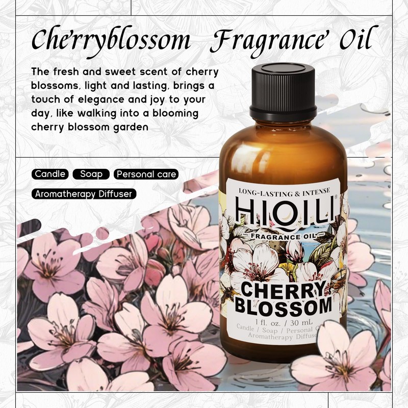 HIQILI Cherry Blossom Fragrance Oil, Floral Perfume Oil, Candle Scents