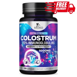 Nature's Nutrition Colostrum, Immunity Booster, Digestive Wellness, 1000mg 20% Immunoglobulin