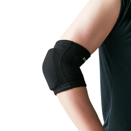 D&M 111809 Elbow Support, Volleyball Elbow Support, 0.3 inch (8 mm), Thin Pad, Black, 1 Piece, One Size, Fits All Left and Right Use, Made in Japan, Flexible Pad, Fixed, Sweat Absorbent, Quick Drying,