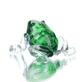 H&D Hyaline&Dora Mini Crystal Frog Figurine Collection,Glass Animal Paperweight Table Centerpiece Ornament(Green)