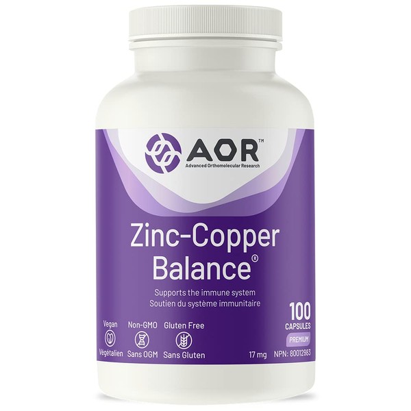 AOR - Zinc Copper 17mg, 100 Capsules - Zinc and Copper Supplements - Support Healthy Skin, Immune System Support and Prostate Support Supplement - Prostate Health and Immunity Support