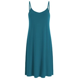 Latuza Women's Viscose Slip Sleep Dress Sleeveless Nightgown L Teal