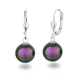Schöner-SD Pearl Drop Earrings 925 Silver 10 mm, Silver