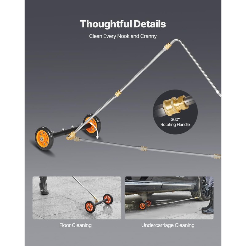 VEVOR 16" Pressure Washer Undercarriage Cleaner, Stainless Steel Surface Cleaner