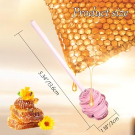 3Pcs Honey Dipper,PinkHoney Dipper Stick,Portable Glass Honey Dipper,5.34 Inches Honey Wand for Home Kitchen,Wedding Party Favors