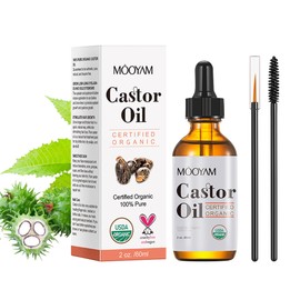 Castor Oil (60ml) Organic Cold Pressed 100% Pure Hexane-Free Castor Oil - Eyelash and Eyebrow Moisturizing Oil Castor Oil, Pure Natural Cold Pressed Hair Lotion
