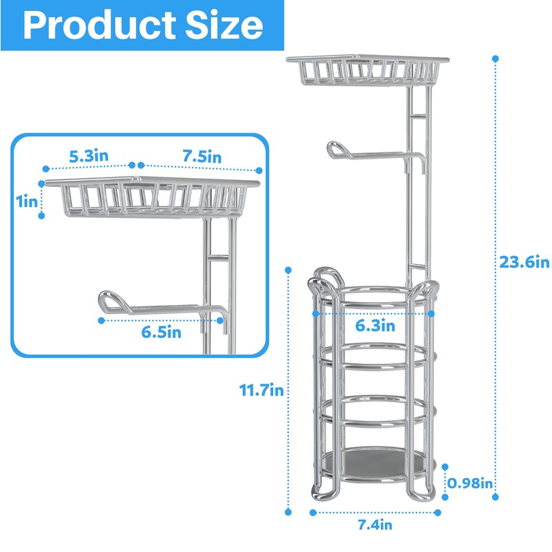Toilet Paper Holder Stand with Shelf for Phone, Bathroom Free