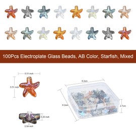 KitBeads 100pcs Random Glass Sea Star Beads Colorful Ocean Life Beads Lampwork Marine Animal Star Shape Beads for Jewelry Making Bracelets Bulk