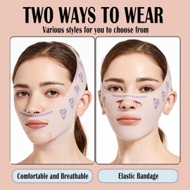 Double Chin Reducer, Upgraded V Line Lifting Mask with Two Wearing Way for Double Chin, Reusable Chin Strap Slimming Strap for Women, Face Lift Tape for Tightening Skin Prevent Sagging, Jaw Exerciser