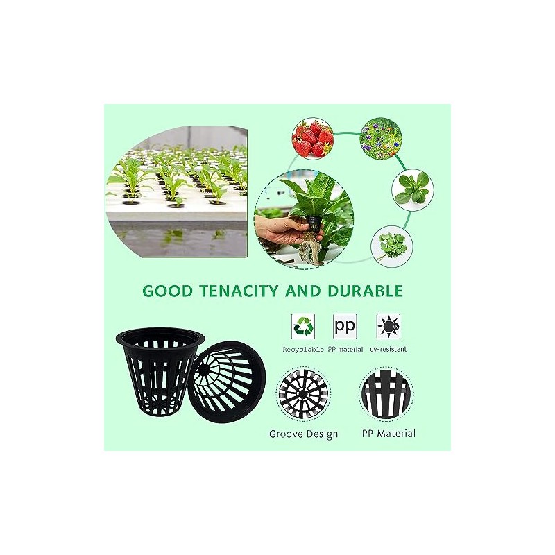 100 PCS Heavy Duty Net Pots for Hydroponics and Aquaponics