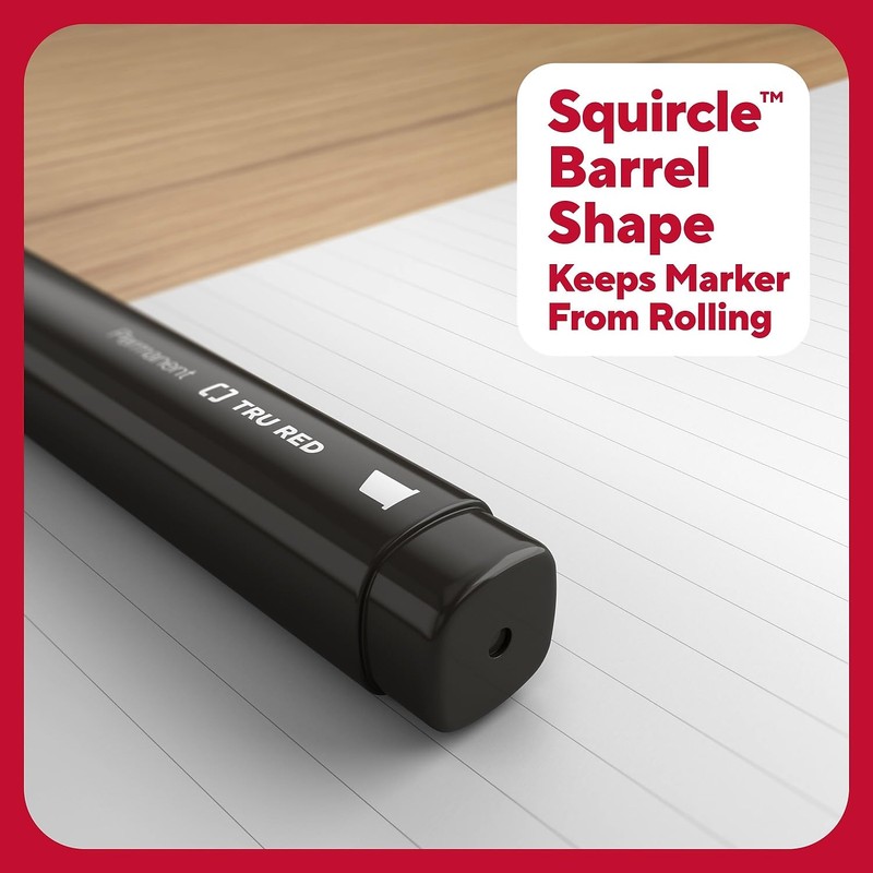 TRU RED Staples 24376654 Tank Permanent Markers, Chisel Tip, Blk,