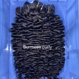Best Quality 100% Raw Water Wavy Hair Cambodian Vietnamese Virgin Raw Natural Hair Waving Raw Indian Hairstyle: burmese curly, color: natural black, Stretched Length: 12 inches
