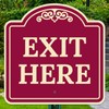 Exit Here Décor Sign, Burgundy Dark, 24x24 Inches, Reflective .063