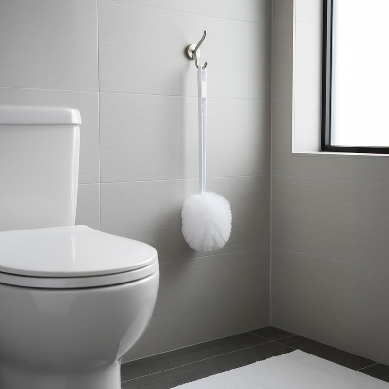 4-Pack Toilet Brush, Soft Polyester Fiber Brush Head Long Handle