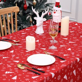 CAROMIO Christmas Tablecloth Washable Red Christmas Deer Rectangular Tablecloth for Christmas Decoration Oil-proof and Waterproof Christmas Tablecloth, 138 x 229 cm / 54 x 90 Inches