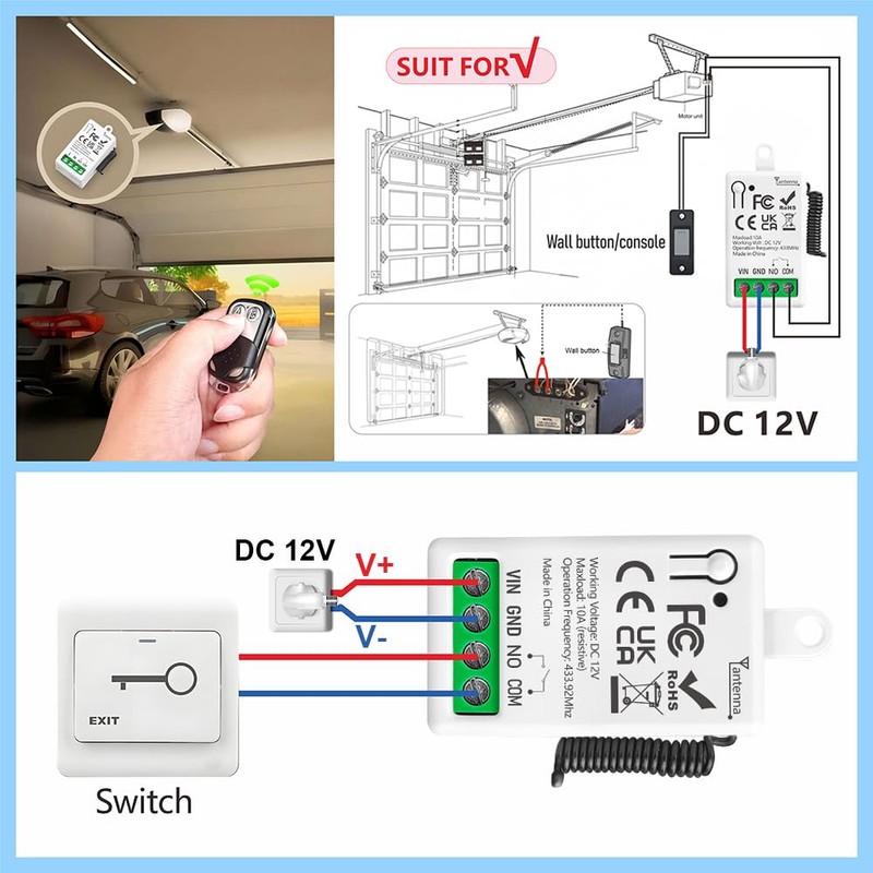 433Mhz Wireless Remote Control Switch DC 12V 1 Channel Mini