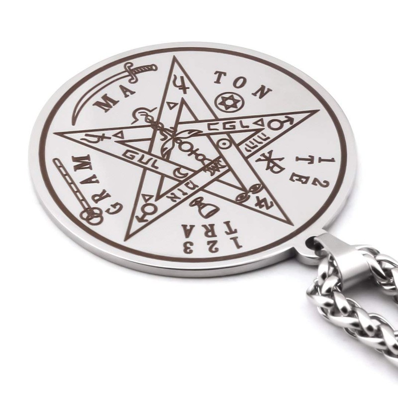 Gungneer Tetragrammaton Wicca Pentacle Medallion Stainless Steel Necklace Charming Design