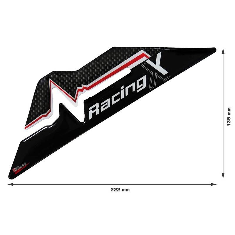 BIKE-label Side Tank Pad Carbon Stripes Red Compatible with Honda