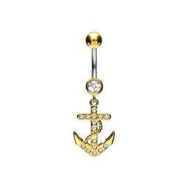 PIERCINGLINE Titanium Belly Button Piercing | Anchor 925 Silver | Piercing Banana Bell Banana | Choice of Colours, Titanium (grade 23) / 925 silver