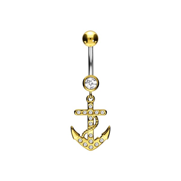 PIERCINGLINE Titanium Belly Button Piercing | Anchor 925 Silver |
