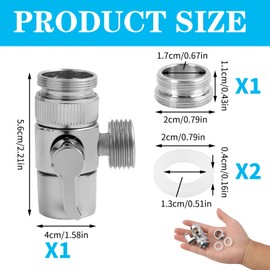 3-Way Brass Switching Valve for Taps, Tap Diverter Tap Adapter, 3-Way Valve Water Tap, Tap Diverter for Kitchen and Bathroom, Easy Installation, Corrosion Resistant