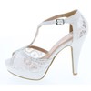 TOP Moda Womens Hy5 Formal Evening Party Lace Ankle T-Strap