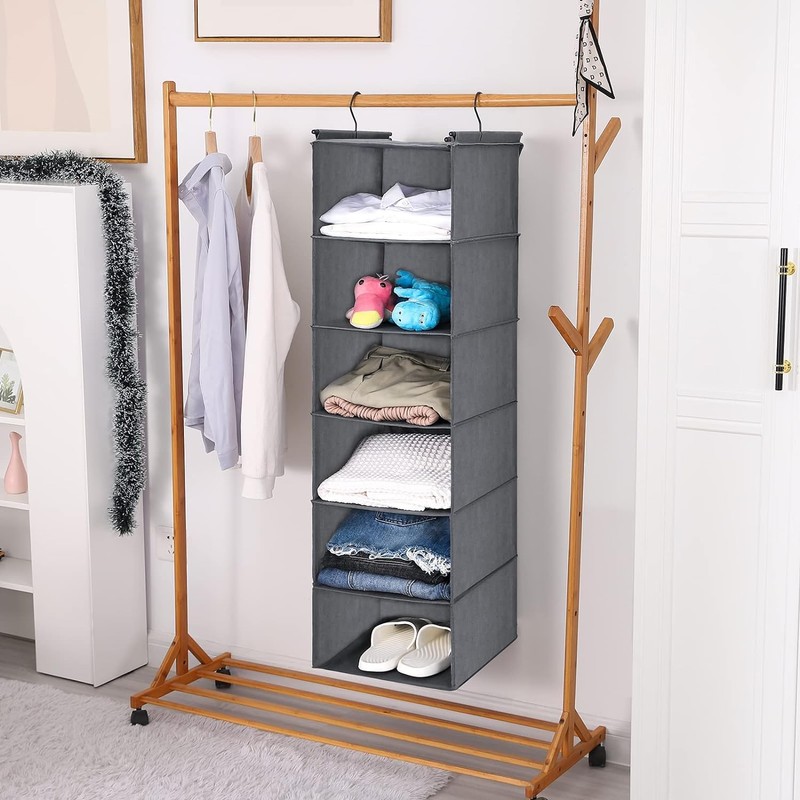 LOVJOYSE 6 Tier Shelf Hanging Closet Organizer, Closet Hanging Shelf