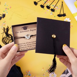 AKTEAM 2025 Graduation Gifts for Her/Him - Adjustable Bracelet Comes in Cap Box with Quote Cards - for Senior High School/College/Middle School Grads