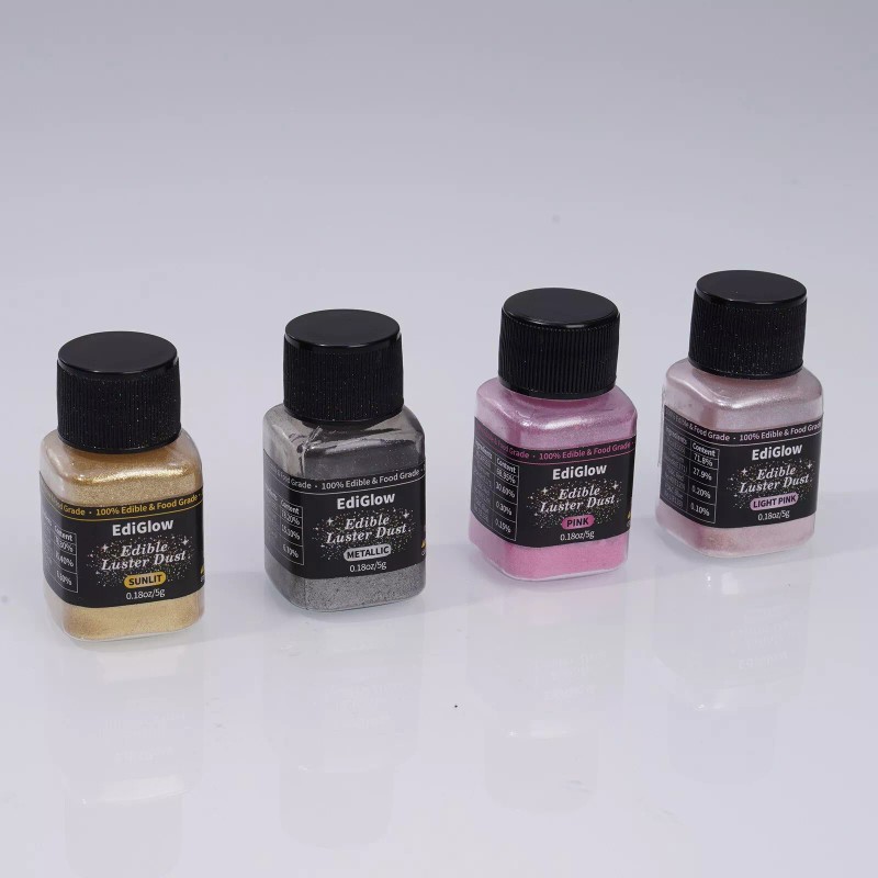 EdiGlow Edible Luster Dust Glitter Powder 4 Bottles of 0.18oz/5gv