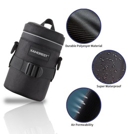 XAMOREST Camera Lens Case Lens Bag Compatible with Canon EF 18-135MM/EF-S 15-85MM/EF 24-70MM F4L, Nikon AF-S 18-140MM/AF-S 85MM F/1.8G/AF 70-300MM Below 3.35" x 5.71"(D x L)