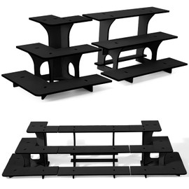 3 Pcs 3 Tiers Retail Table Display Stand Wooden Corner Display Rack Portable Shelf Rack for Retail Table Top, Counter Top, Craft Shows, Farmers Market, Trade Shows Small Products Display (Black)
