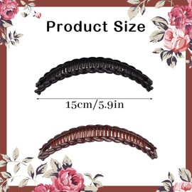 2 Pcs Banana Hair Clips for Fine Hair and Thick Hair, Fishtail Small Banana Hair Clip,for Women Banana Clip Double Comb Long Hair Clips Ponytail Hair Comb Banana