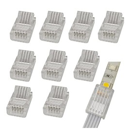 5 Pin 12mm LED Strip to Wire Connector rgbw Unwired Clips Solderless Adapter Terminal Extension Connection for Multicolor LED Strip Lights 12V 24V (Pack of 10 )