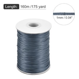 MECCANIXITY Waxed Cord 1mm Waxed Polyester Cord 175 Yard Wax String for Bracelet Making,Necklaces, Beading,Jewelry Making and DIY Crafts(Dark Grey)