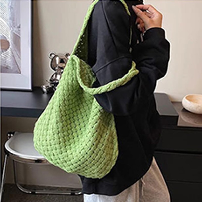 Clapoyis Large Capacity Knit Tote Bag, Shoulder Bag, Knitting, Crochet,