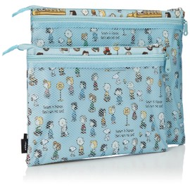 Hapitas Snoopy Pouch Set, Compact, 2 Sizes, bath stop blue