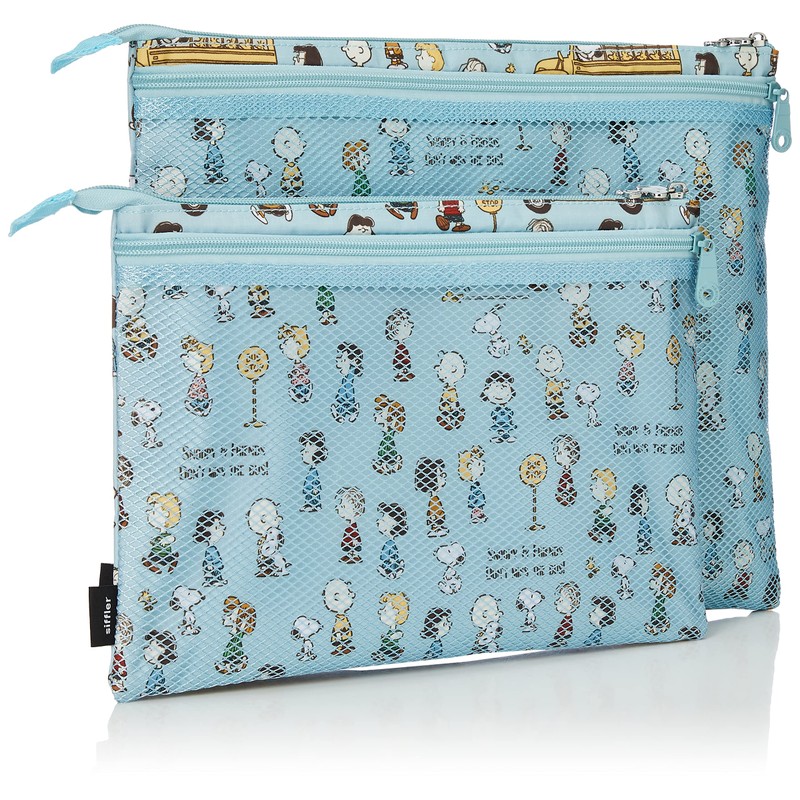 Hapitas Snoopy Pouch Set, Compact, 2 Sizes, bath stop blue